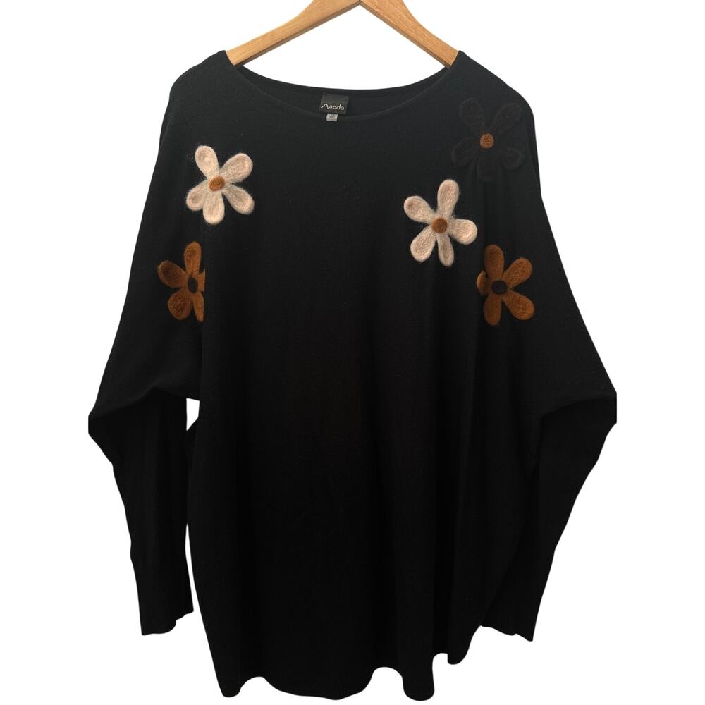 Aaeda Soft Black Floral Sweater
